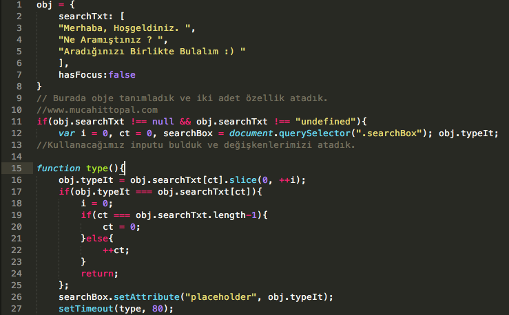 JS ile input[placeholder] Yazı Efekti