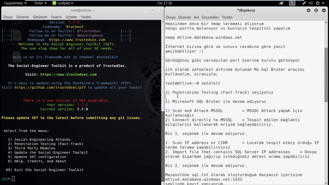 Penetrasyon Testi - Se-Toolkit Microsoft SQL Bruter